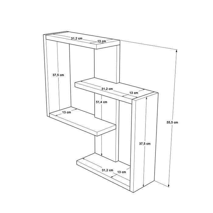 Hanah Home Ars1-Sa Estantería de Pared Roble y Antracita